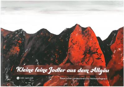 Titelbild Notenheft "Kleine feine Jodler aus dem Allgäu" mit den Bergen im Hintergrund